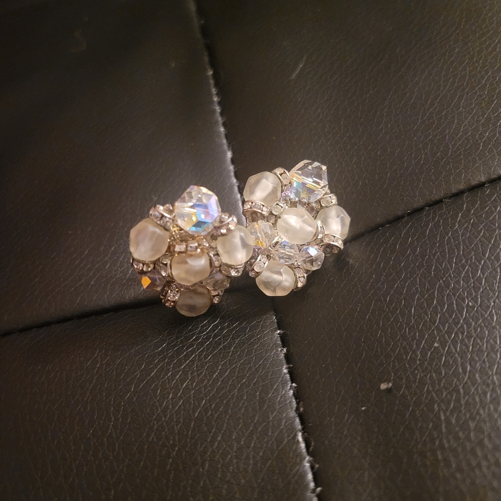 Vintage Sparkly Clip On Earrings